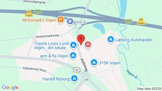 Kontorlokaler til salg i Vejen - kort over placeringen