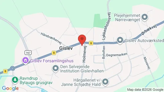 Lagerlokaler til leje i Gislev - kort over placeringen