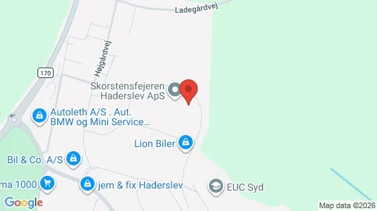 Kontorlokaler til leje i Haderslev - kort over placeringen