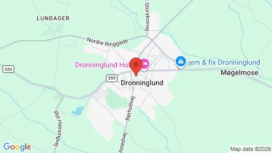 Lagerlokaler til leje i Dronninglund - kort over placeringen
