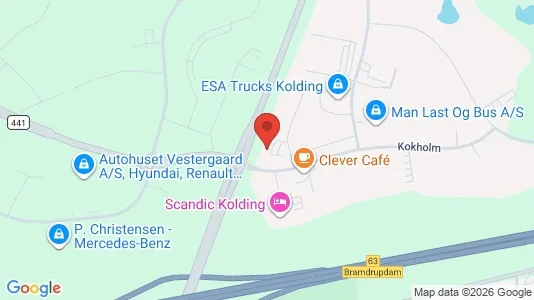 Kontorlokaler til leje i Kolding - kort over placeringen