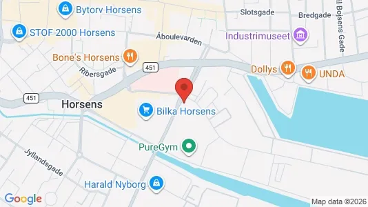 Kontorlokaler til leje i Horsens - kort over placeringen