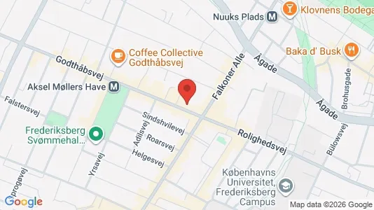 Kontorfællesskaber til leje i Frederiksberg - kort over placeringen
