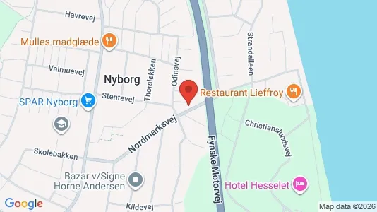 Erhvervslejemål til salg i Nyborg - kort over placeringen