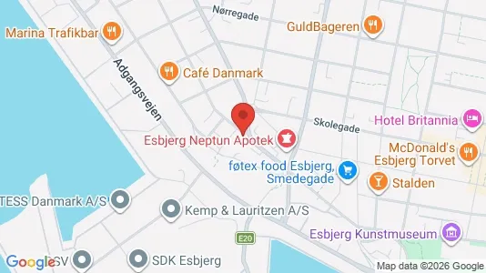 Kontorlokaler til leje i Esbjerg Centrum - kort over placeringen