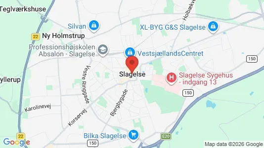 Butikslokaler til salg i Slagelse - kort over placeringen