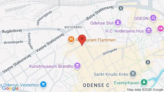 Kontorlokaler til salg i Odense C - kort over placeringen