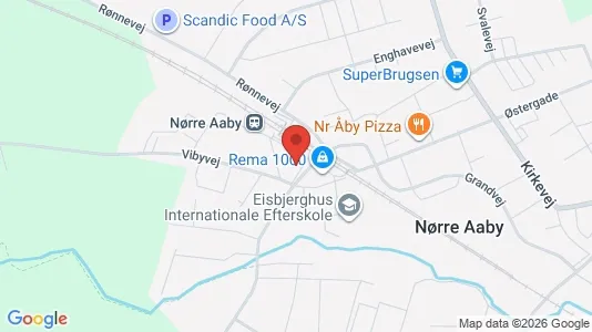Boligudlejningsejendomme til salg i Nørre Aaby - kort over placeringen