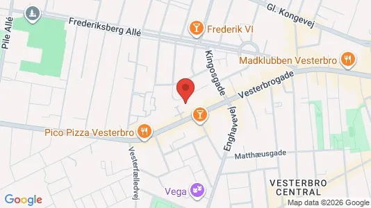 Kontorlokaler til leje i Vesterbro - kort over placeringen