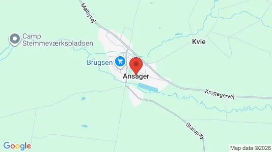 Butikslokaler til salg i Ansager - kort over placeringen