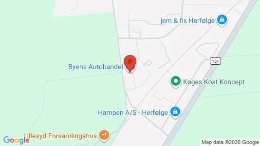 Erhvervsgrunde til leje i Herfølge - kort over placeringen