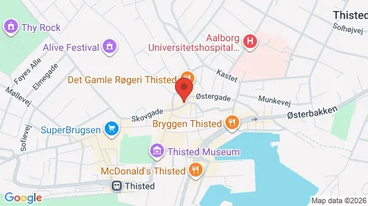 Kontorlokaler til leje i Thisted - kort over placeringen