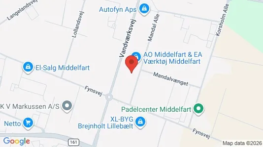 Lagerlokaler til salg i Middelfart - kort over placeringen