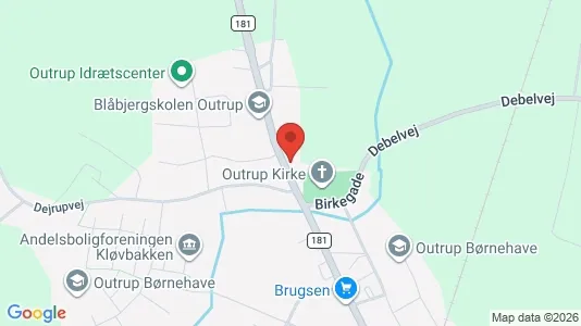 Boligudlejningsejendomme til salg i Outrup - kort over placeringen