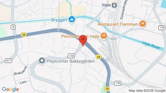 Erhvervslejemål til leje i Vejle Centrum - kort over placeringen