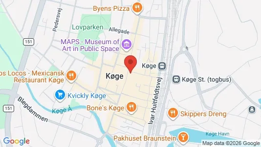 Boligudlejningsejendomme til salg i Køge - kort over placeringen