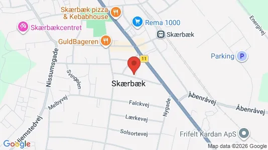 Kontorlokaler til leje i Skærbæk - kort over placeringen