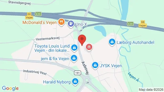 Kontorlokaler til leje i Vejen - kort over placeringen