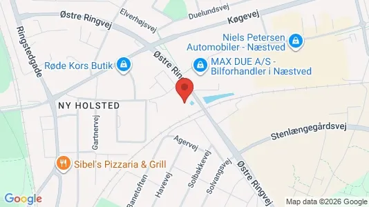 Kontorlokaler til leje i Næstved - kort over placeringen