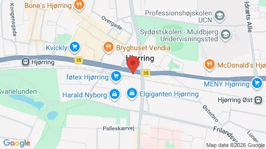 Kontorlokaler til leje i Hjørring - kort over placeringen
