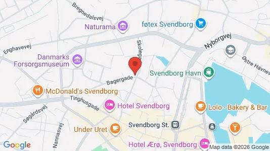 Boligudlejningsejendomme til salg i Svendborg - kort over placeringen