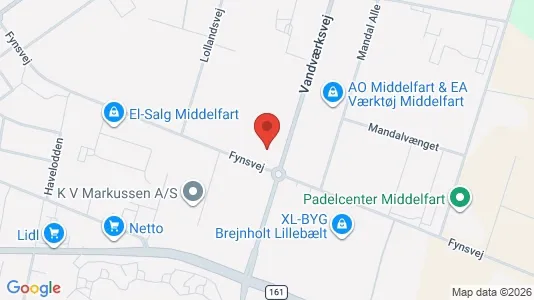 Lagerlokaler til leje i Middelfart - kort over placeringen