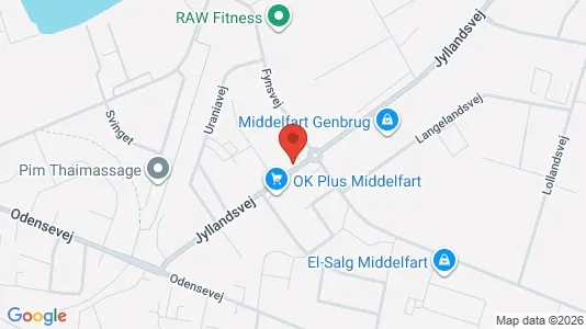Lagerlokaler til salg i Middelfart - kort over placeringen