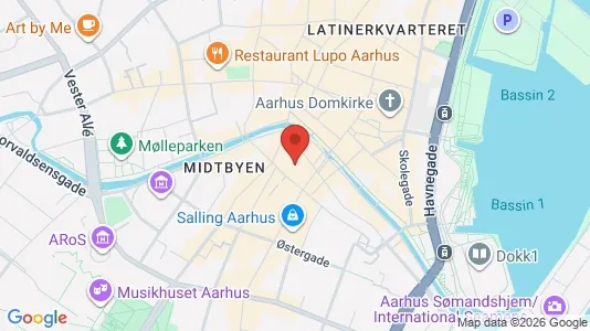 Kontorhoteller til leje i Århus C - kort over placeringen