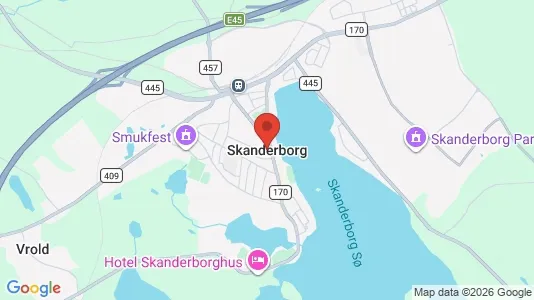 Butikslokaler til salg i Skanderborg - kort over placeringen