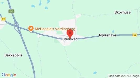 Butikslokaler til leje i Stensved - kort over placeringen