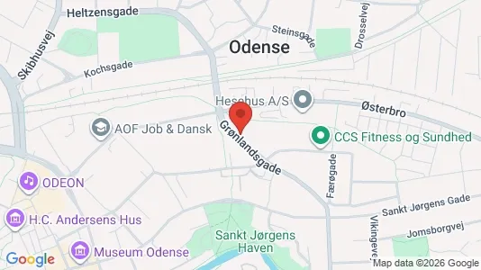 Værkstedslokaler til leje i Odense C - kort over placeringen