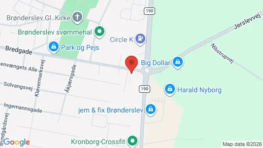 Lagerlokaler til salg i Brønderslev - kort over placeringen