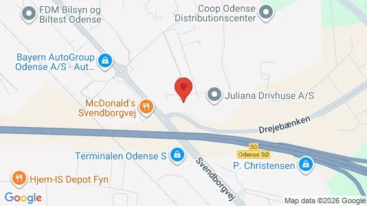 Kontorlokaler til leje i Odense S - kort over placeringen