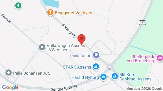 Erhvervslejemål til salg i Assens - kort over placeringen