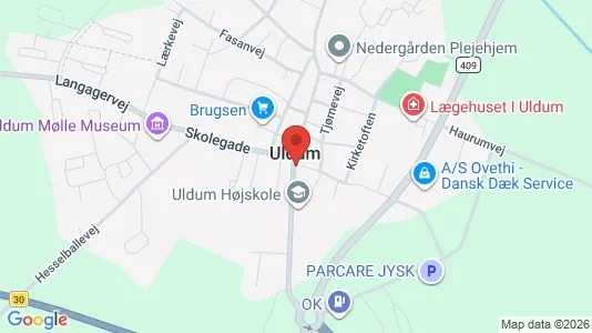 Boligudlejningsejendomme til salg i Uldum - kort over placeringen