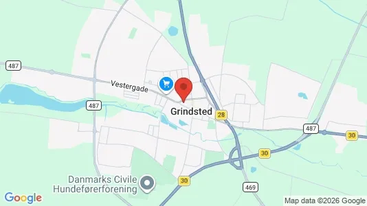 Butikslokaler til salg i Grindsted - kort over placeringen