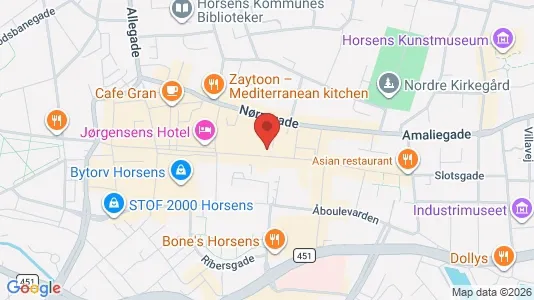 Kontorlokaler til leje i Horsens - kort over placeringen