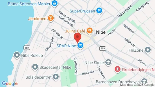 Kontorlokaler til leje i Nibe - kort over placeringen