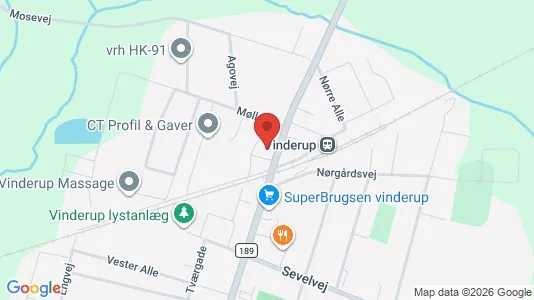 Erhvervslejemål til salg i Vinderup - kort over placeringen