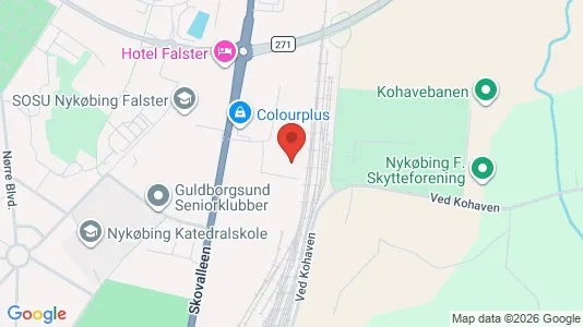 Kontorlokaler til leje i Nykøbing Falster - kort over placeringen