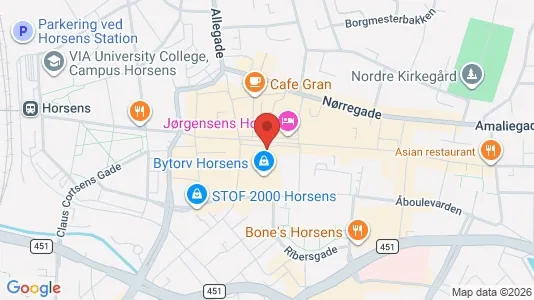 Kontorlokaler til leje i Horsens - kort over placeringen
