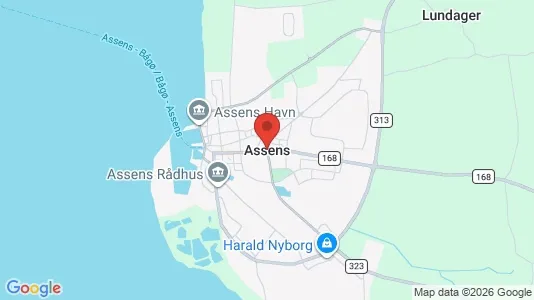 Erhvervslejemål til salg i Assens - kort over placeringen