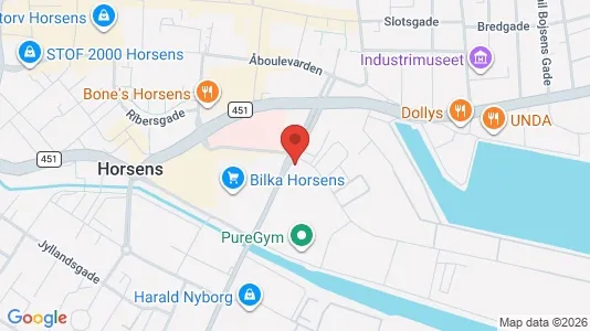 Kontorlokaler til salg i Horsens - kort over placeringen