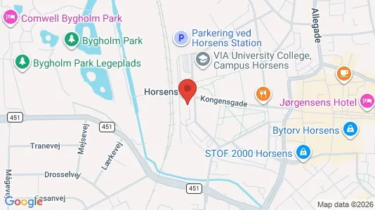 Kontorlokaler til leje i Horsens - kort over placeringen