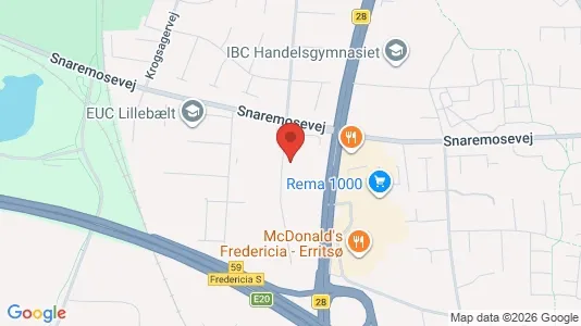 Lagerlokaler til leje i Fredericia - kort over placeringen