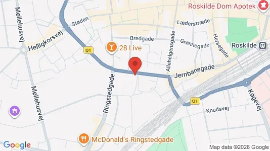 Erhvervslejemål til leje i Roskilde - kort over placeringen