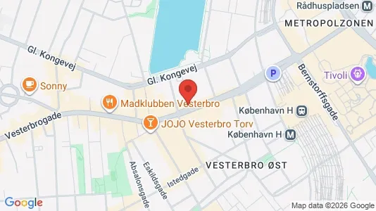 Erhvervslejemål til leje i Vesterbro - kort over placeringen