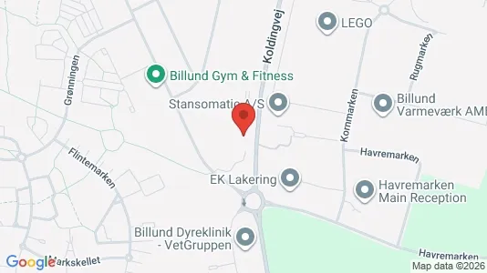 Kontorlokaler til leje i Billund - kort over placeringen