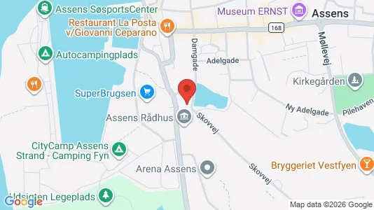 Erhvervslejemål til leje i Assens - kort over placeringen