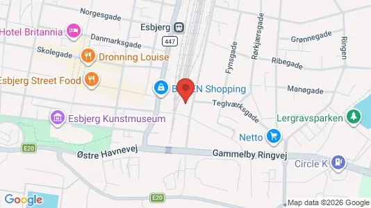 Kontorlokaler til leje i Esbjerg Centrum - kort over placeringen